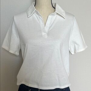 Express Classic White Short-Sleeve Polo Top